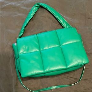 Green Quilted Shoulder Bag